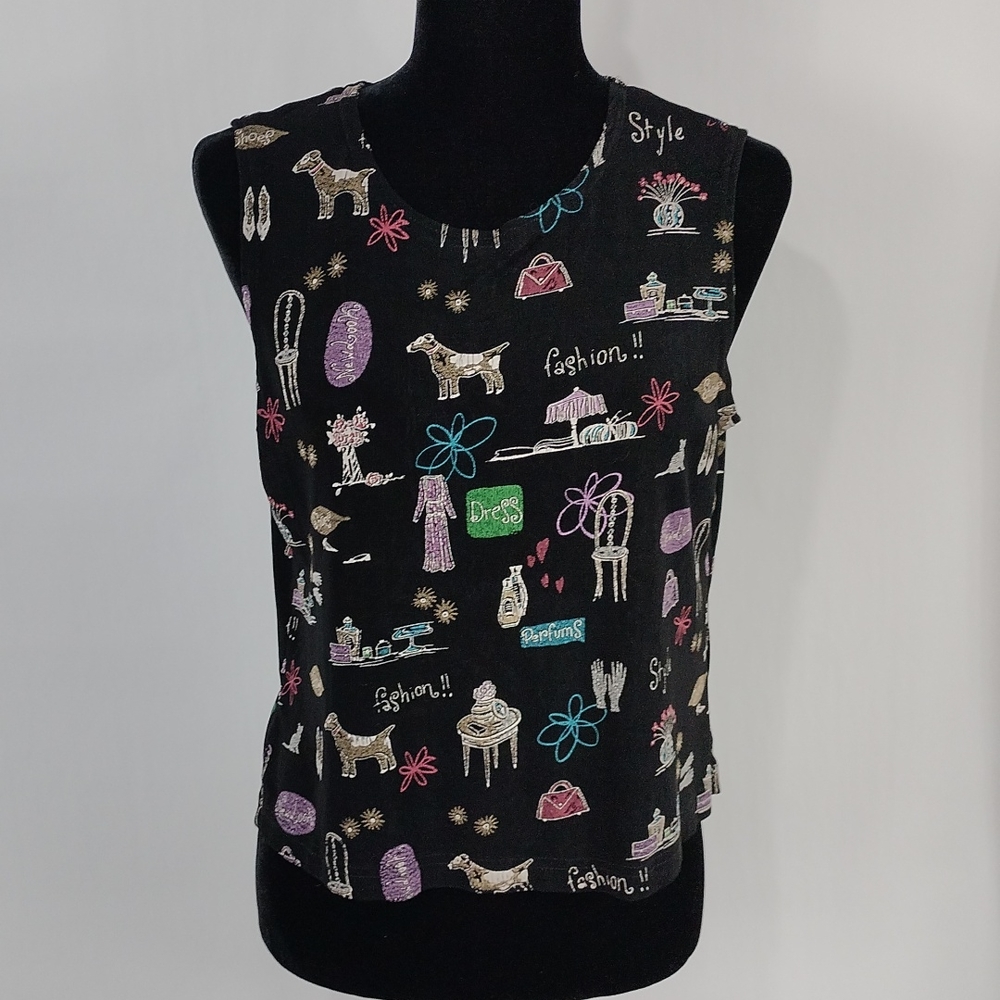 Vintage 90s Softwear Fashion Novelty Print Tank